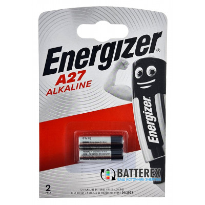 Батарейка А27 Energizer Alkaline 12V (27A, CA27, L828, MN27) - 2 шт. в блистере