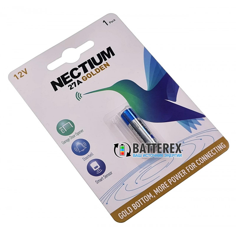 Батарейка А27 Nectium Golden Alkaline 12V (12 вольт) с позолоченным контактом минус
