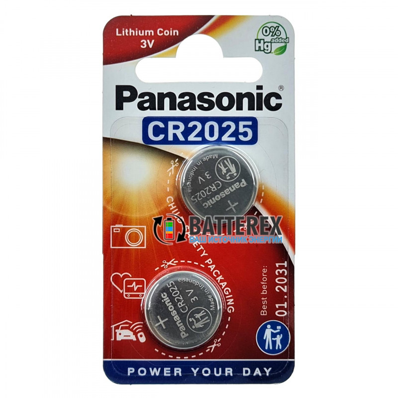 Батарейка CR2025 Panasonic Lithium Power 3V - 2 шт. в блистере
