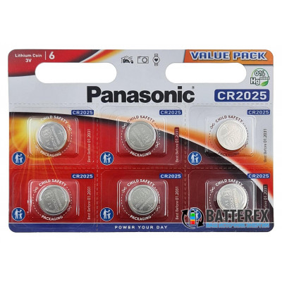 Батарейка CR2025 Panasonic Lithium Power 3V - 6 шт. в блистере