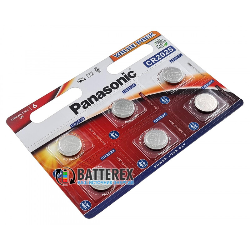 Батарейка CR2025 Panasonic Lithium Power 3V - 6 шт. в блистере Батарейка CR2025 Panasonic Lithium Power 3V - 6 шт. в блистере