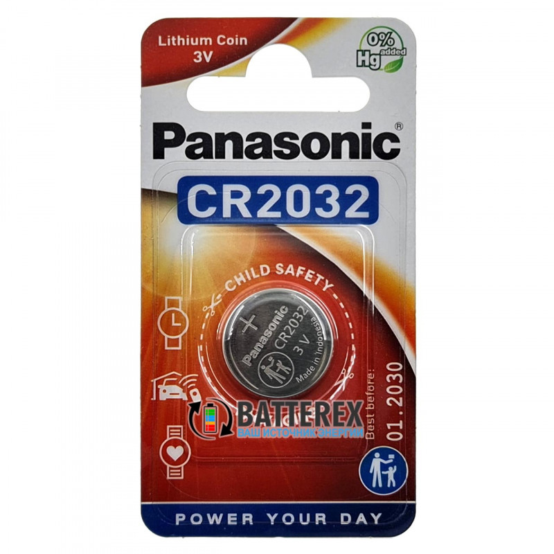 Батарейка литиевая CR2032 Panasonic Lithium Power 3V - 1 шт. в блистере