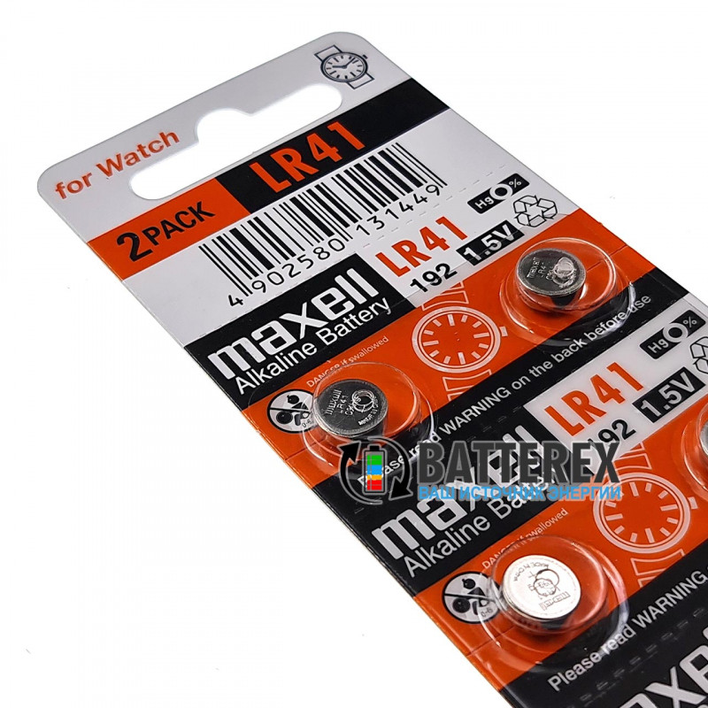 Щелочная батарейка LR41 Maxell Alkaline 1,5V (AG3, G3, 192) - оригинал, Япония Щелочная батарейка LR41 Maxell Alkaline 1,5V (AG3, G3, 192) - оригинал, Япония
