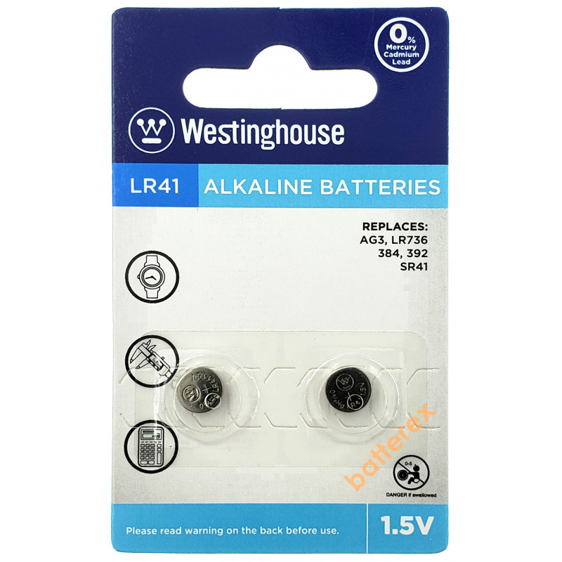 Alkaline батарейка LR41 Westinghouse Alkaline 1,5V (AG3 LR736 384 392 SR41) - цена за упаковку