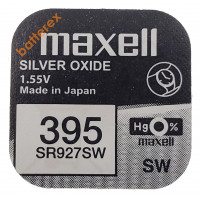 Батарейка 395 SR927SW AG7 Maxell Silver Oxide 1,55V Made in Japan
