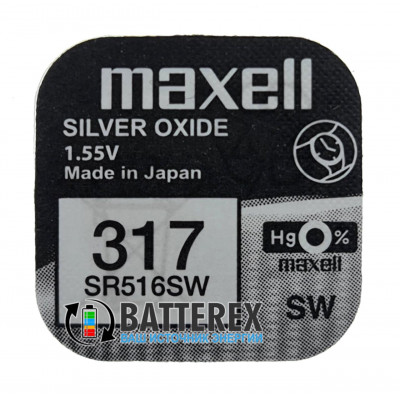 Батарейка 317 SR516SW Maxell Silver Oxide 1,55V Made in Japan
