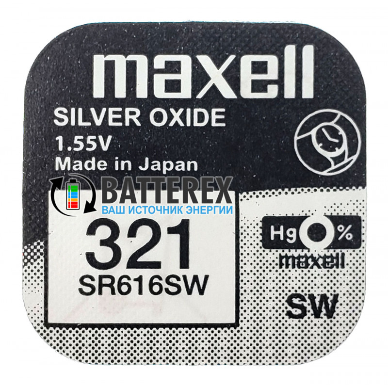 Батарейка для часов 321 SR616SW Maxell Silver Oxide 1,55V Made in Japan
