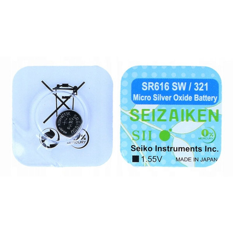 Батарейка для часов 321 SR616SW Seizaiken Silver Oxide 1,55V Made in Japan Батарейка для часов 321 SR616SW Seizaiken Silver Oxide 1,55V Made in Japan