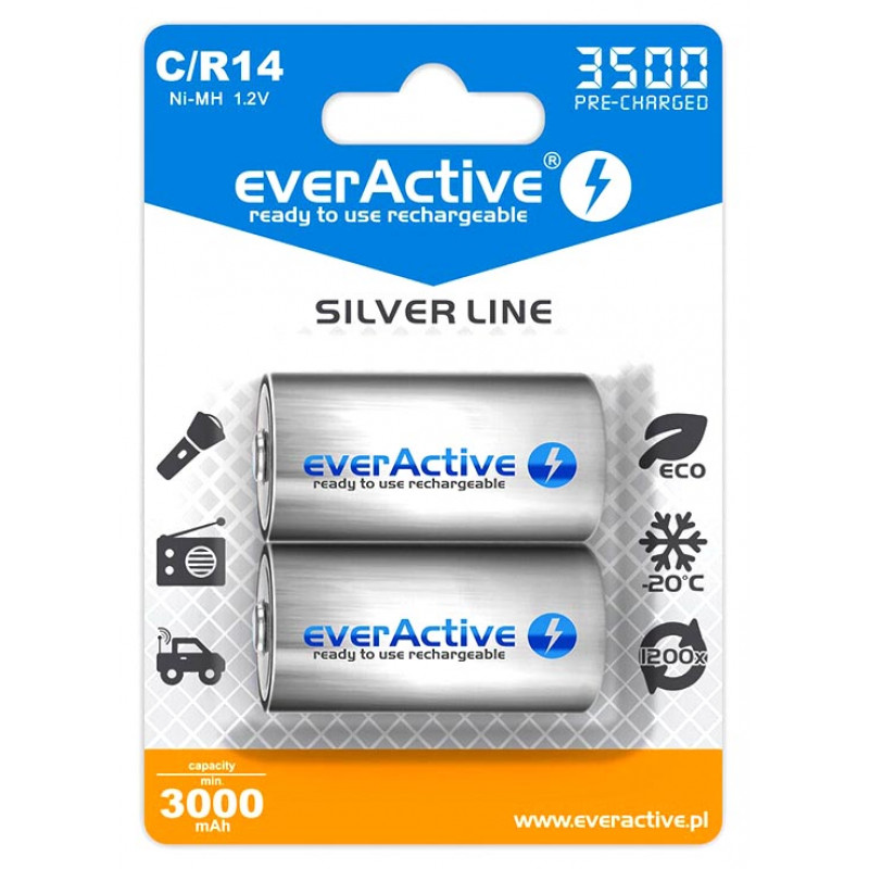 Аккумулятор NiMH C R14 Everactive 3500mah Ready to use - поштучно от 1 шт.
