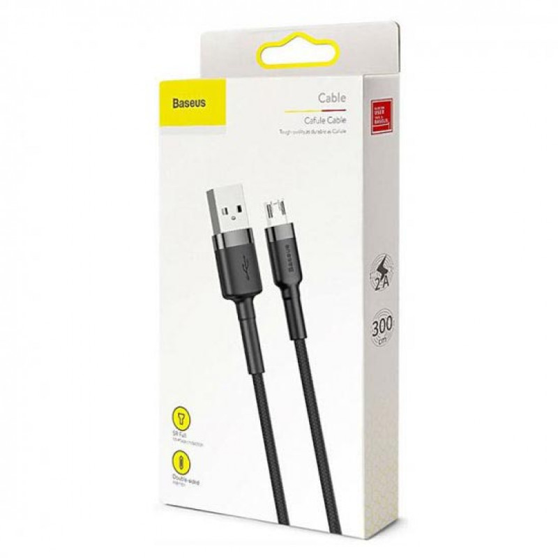 Кабель Baseus Cafule CAMKLF-HG1 USB - micro USB 2A - длина 3м - чёрный/серый Кабель Baseus Cafule CAMKLF-HG1 USB - micro USB 2A - длина 3м - чёрный/серый