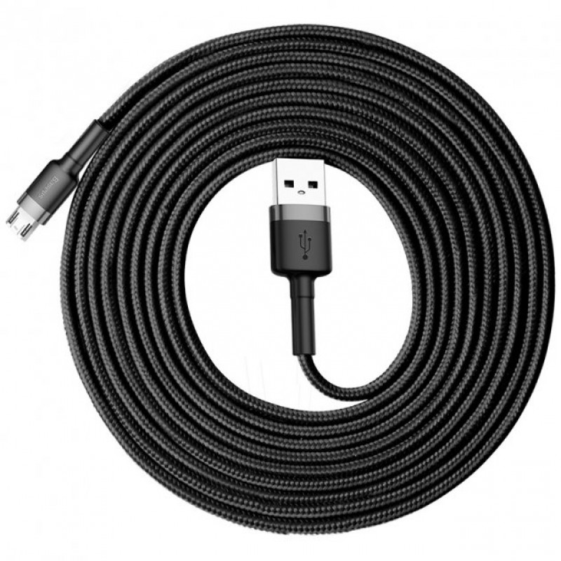 Кабель Baseus Cafule CAMKLF-HG1 USB - micro USB 2A - длина 3м - чёрный/серый Кабель Baseus Cafule CAMKLF-HG1 USB - micro USB 2A - длина 3м - чёрный/серый