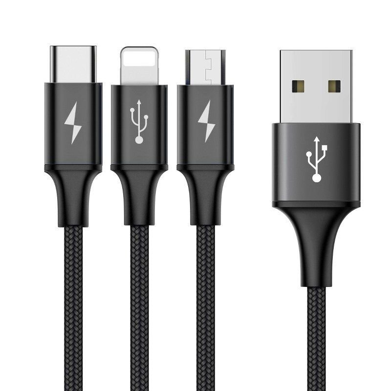 Кабель 3-в-1 Baseus CAMLT-SU01 USB - Type-C - Lightning - microUSB - длина 120см
