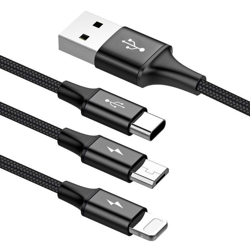 Кабель 3-в-1 Baseus CAMLT-SU01 USB - Type-C - Lightning - microUSB - длина 120см