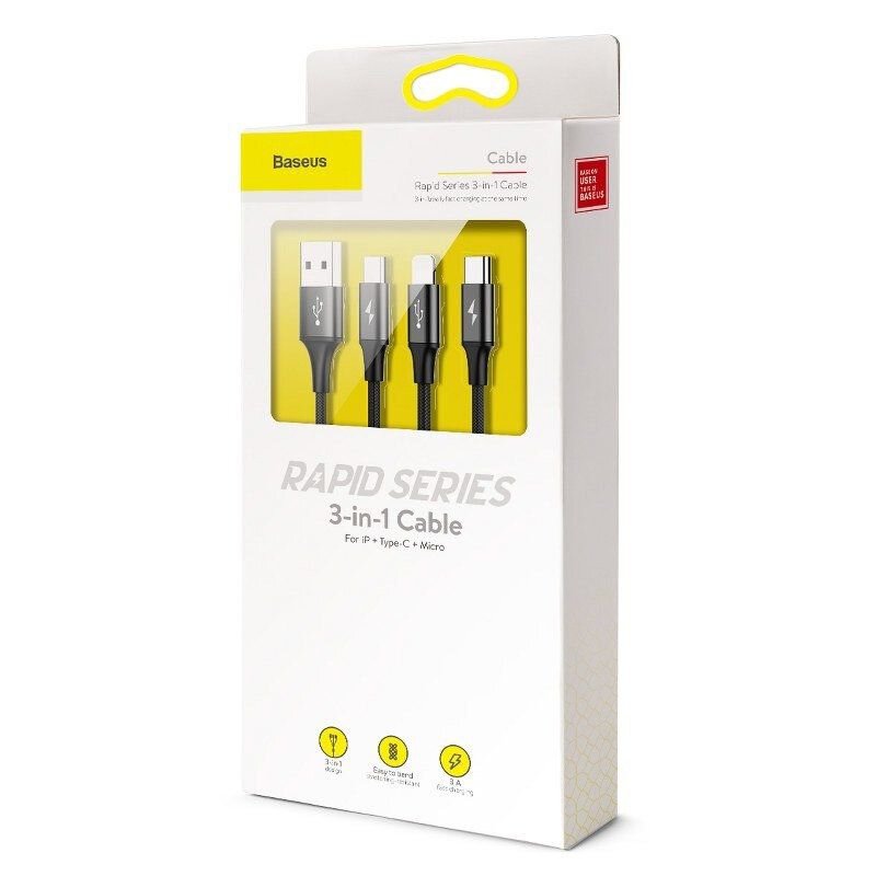Кабель 3-в-1 Baseus CAMLT-SU01 USB - Type-C - Lightning - microUSB - длина 120см
