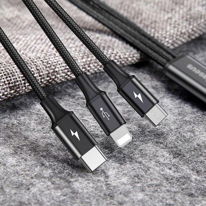 Кабель 3-в-1 Baseus CAMLT-SU01 USB - Type-C - Lightning - microUSB - длина 120см