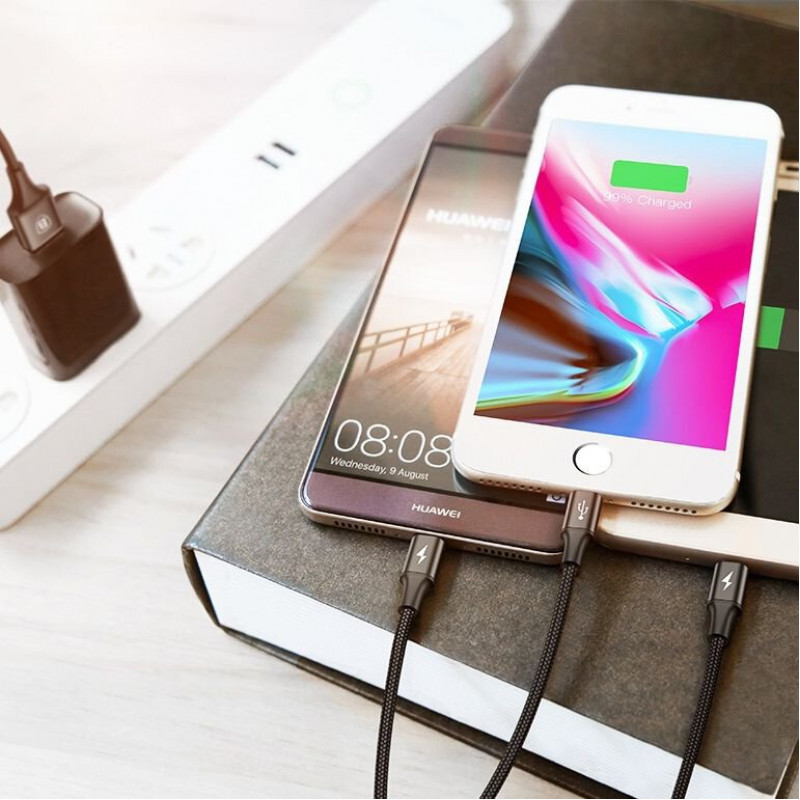 Кабель 3-в-1 Baseus CAMLT-SU01 USB - Type-C - Lightning - microUSB - длина 120см