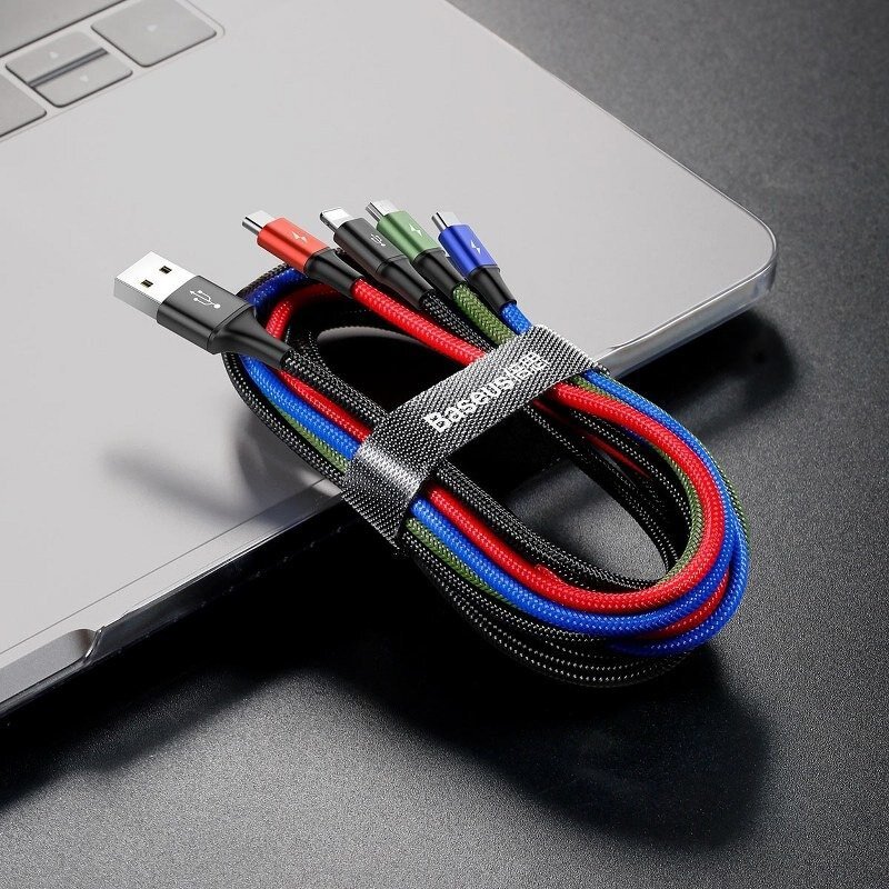 Кабель USB 4-в-1 Baseus Rapid CA1T4-B01 USB - 2xType-C - Lightning - microUSB - длина 120см Кабель USB 4-в-1 Baseus Rapid CA1T4-B01 USB - 2xType-C - Lightning - microUSB - длина 120см