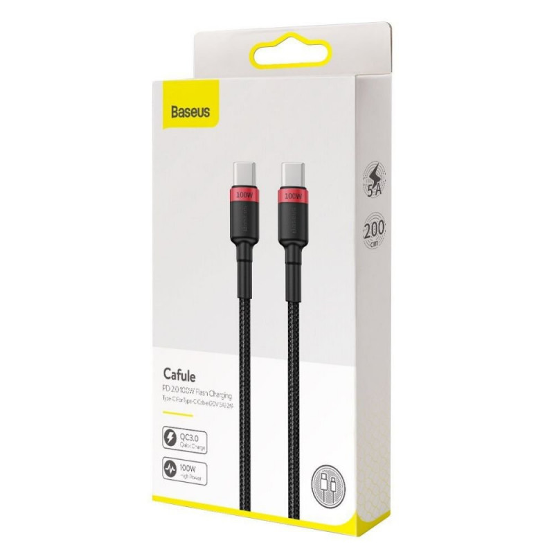 Кабель Baseus Type-C to Type-C 100W 5-20V 5A 2 метра (CATKLF-AL91) Кабель Baseus Type-C to Type-C 100W 5-20V 5A 2 метра (CATKLF-AL91)