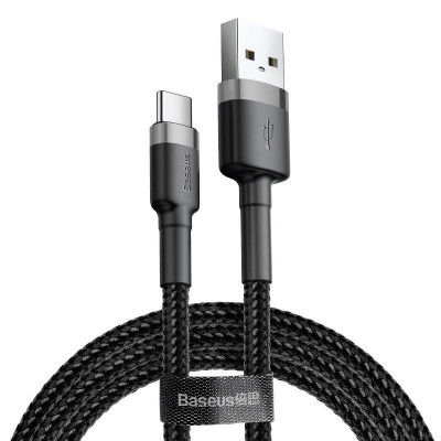 Кабель Baseus Cafule CATKLF-CG1 USB - Type-C 2A - длина 2м - чёрный/серый