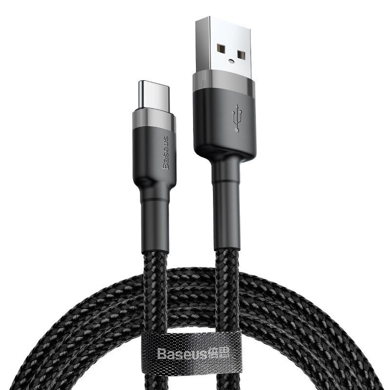 Кабель Baseus Cafule CATKLF-CG1 USB - Type-C 2A - длина 2м - чёрный/серый