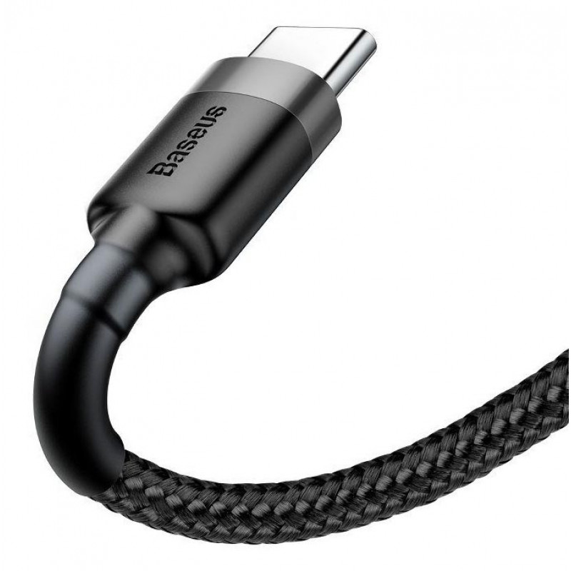 Кабель Baseus Cafule CATKLF-CG1 USB - Type-C 2A - длина 2м - чёрный/серый Кабель Baseus Cafule CATKLF-CG1 USB - Type-C 2A - длина 2м - чёрный/серый