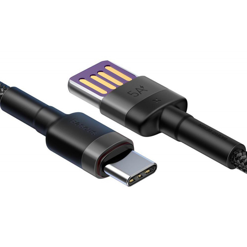 Кабель Baseus Cafule CATKLF-PG1 USB - Type-C 5A 40W - длина 1м Кабель Baseus Cafule CATKLF-PG1 USB - Type-C 5A 40W - длина 1м