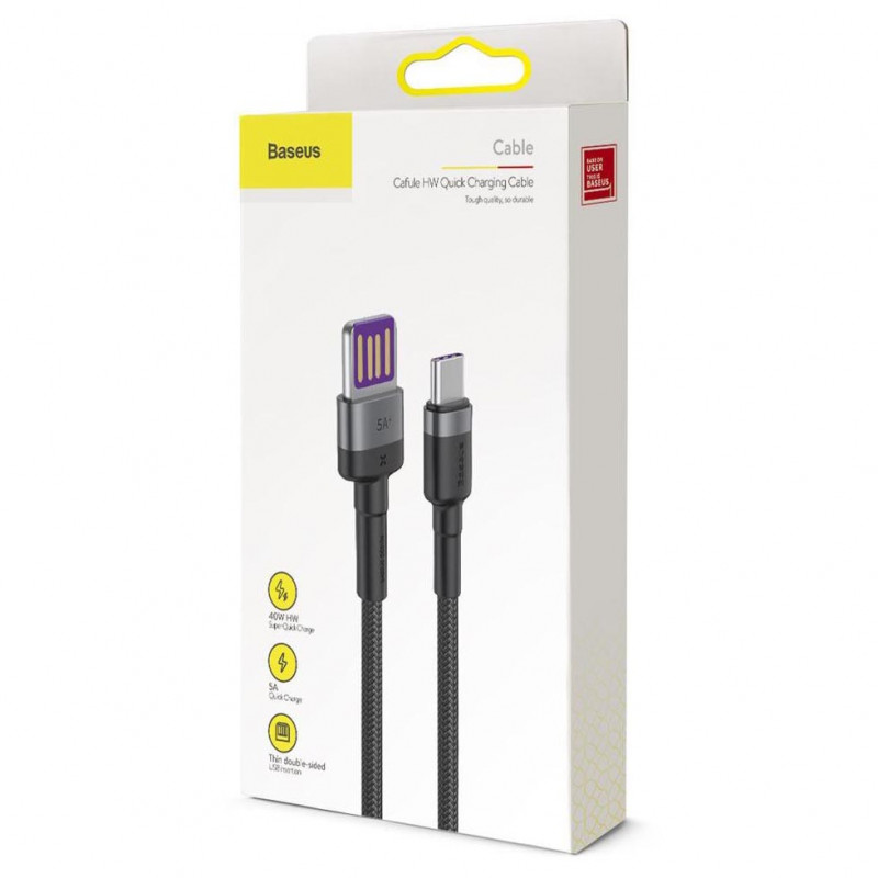 Кабель Baseus Cafule CATKLF-PG1 USB - Type-C 5A 40W - длина 1м Кабель Baseus Cafule CATKLF-PG1 USB - Type-C 5A 40W - длина 1м