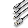 Универсальный кабель 3-в-1 Everactive USB - Type-C - Lightning - microUSB - длина 120см
