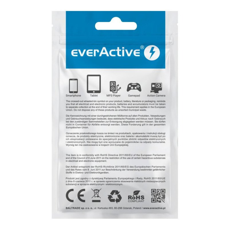 Универсальный кабель 3-в-1 Everactive USB - Type-C - Lightning - microUSB - длина 120см