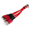 Универсальный кабель-переходник USB - Type-C - Lightning - microUSB - длина 12см