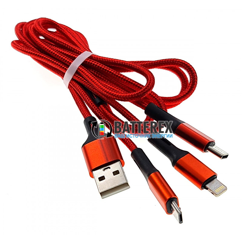 Универсальный кабель-переходник Extradigital USB AM - Type-C - Lightning - microUSB - длина 1м Универсальный кабель-переходник Extradigital USB AM - Type-C - Lightning - microUSB - длина 1м