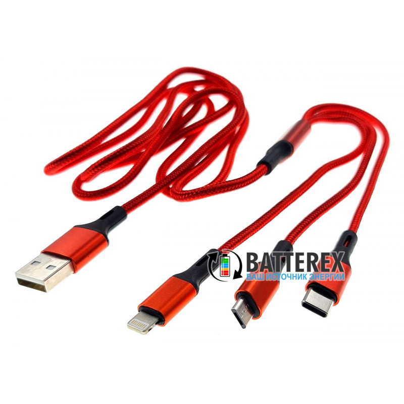 Универсальный кабель-переходник Extradigital USB AM - Type-C - Lightning - microUSB - длина 1м Универсальный кабель-переходник Extradigital USB AM - Type-C - Lightning - microUSB - длина 1м
