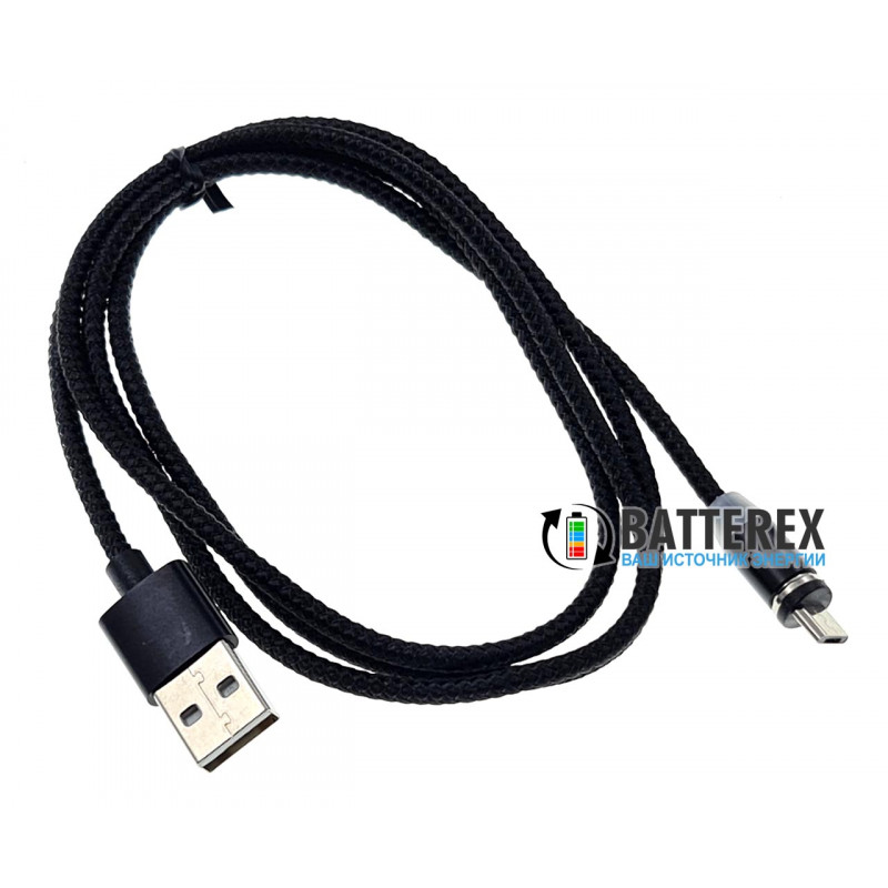 Магнитный кабель USB 2.0 AM - Micro-USB 1м чёрный с круглым наконечником Магнитный кабель USB 2.0 AM - Micro-USB 1м чёрный с круглым наконечником
