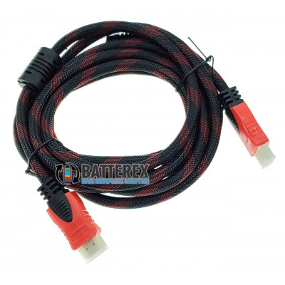 Кабель HDMI-HDMI red/black - длина 3.0м - версия 1.4V - 2 фильтра Кабель HDMI-HDMI red/black - длина 3.0м - версия 1.4V - 2 фильтра