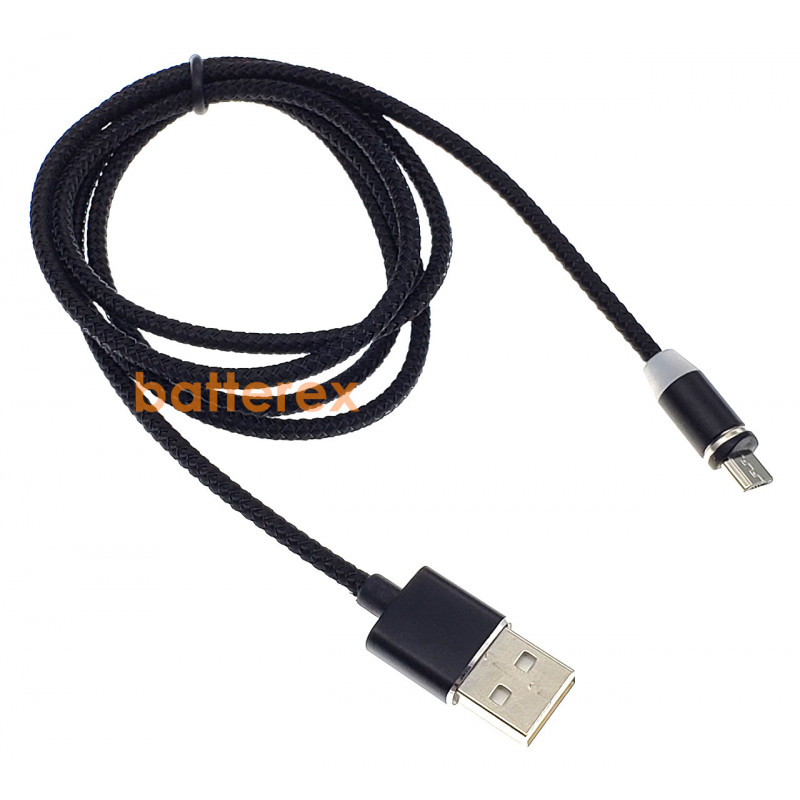 Магнитный кабель USB 2.0 AM - Micro-USB 1м чёрный с круглым наконечником Магнитный кабель USB 2.0 AM - Micro-USB 1м чёрный с круглым наконечником