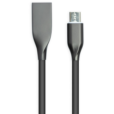 Кабель PowerPlant USB 2.0 AM - micro USB 1м - супергибкий силиконовый - чёрный - 2.4А