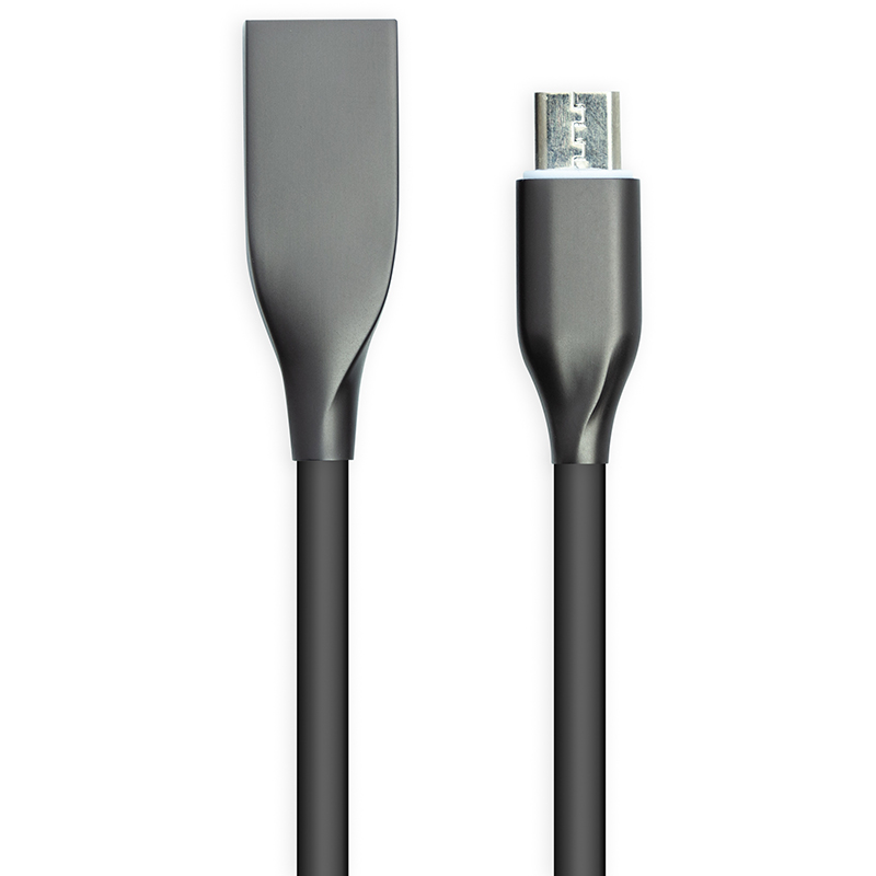 Кабель PowerPlant USB - micro USB 1м силикон чёрный 2.4А