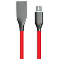 Кабель PowerPlant USB 2.0 AM - micro USB 2м - супергибкий силиконовый - красный - 2.4А
