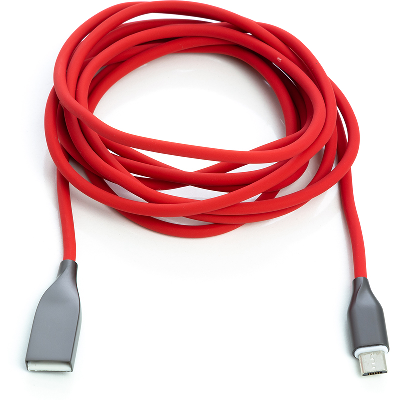 Кабель PowerPlant USB - micro USB 1м силикон красный 2.4А