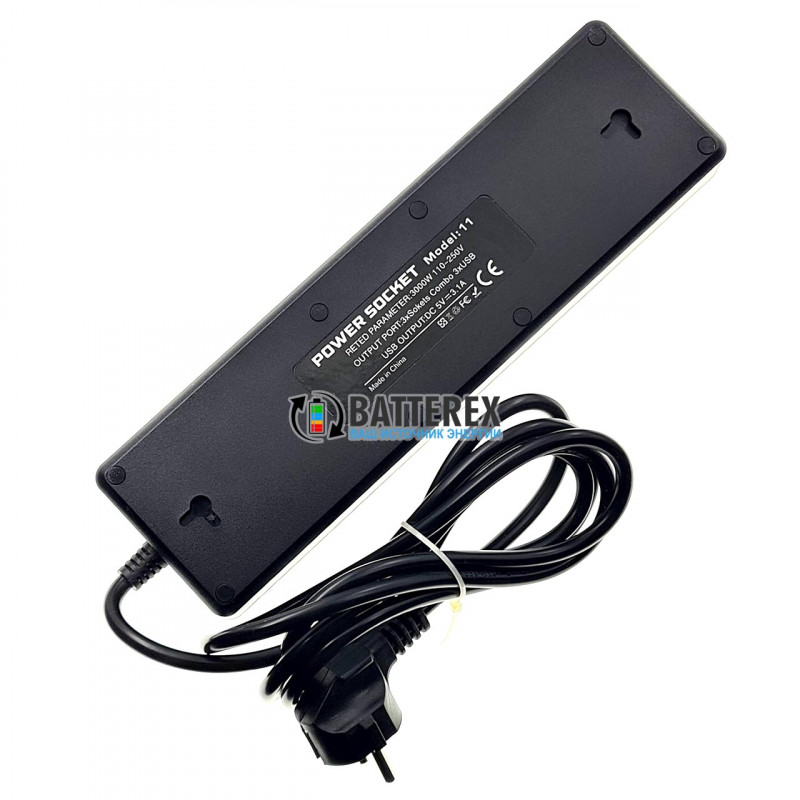 Сетевой фильтр - удлинитель IQ Power TB-T11 на 3 розетки и 3 USB-порта - длина 2м
