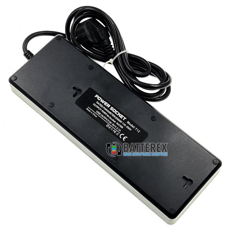 Сетевой фильтр - удлинитель IQ Power TB-T12 на 6 розеток и 4 USB-порта - длина 2м