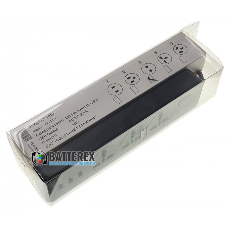 Сетевой фильтр - удлинитель IQ Power TB-T13 на 3 розетки и 3 USB-порта - длина 2м