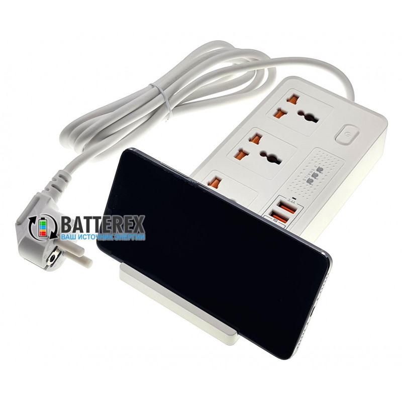 Сетевой фильтр (удлинитель) BKL-20 White на 3 розетки и 4 USB-порта с беспроводной зарядкой для телефонов - длина 2м Сетевой фильтр (удлинитель) BKL-20 White на 3 розетки и 4 USB-порта с беспроводной зарядкой для телефонов - длина 2м