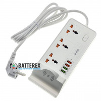 Сетевой фильтр - удлинитель BKL-20 White на 3 розетки и 4 USB-порта 5V 3,4A с беспроводной зарядкой 10W для телефонов - длина 2м