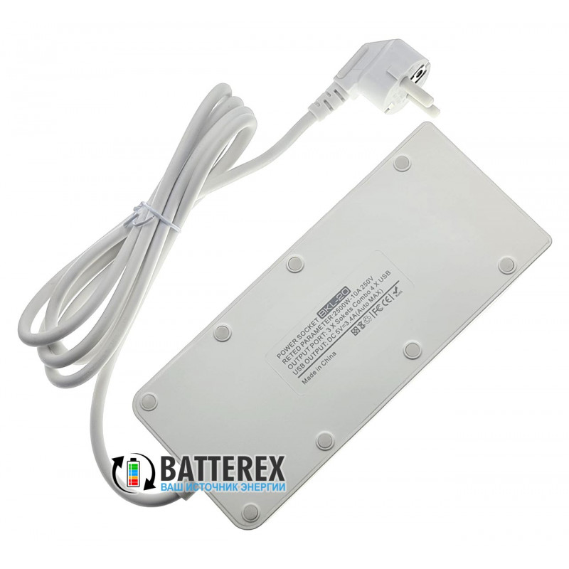 Сетевой фильтр (удлинитель) BKL-20 White на 3 розетки и 4 USB-порта с беспроводной зарядкой для телефонов - длина 2м Сетевой фильтр (удлинитель) BKL-20 White на 3 розетки и 4 USB-порта с беспроводной зарядкой для телефонов - длина 2м