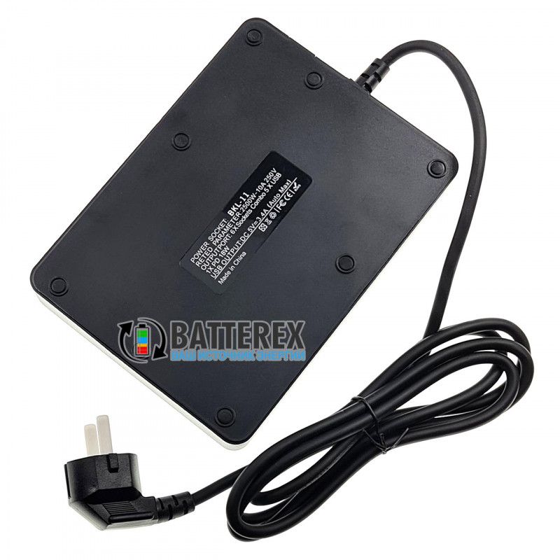 Сетевой фильтр (удлинитель) BLK-11 2500W на 6 розеток, 5 портов USB 5V 3,4A и 1 порт Type-C, таймер отключения, длина 2м Сетевой фильтр (удлинитель) BLK-11 2500W на 6 розеток, 5 портов USB 5V 3,4A и 1 порт Type-C, таймер отключения, длина 2м