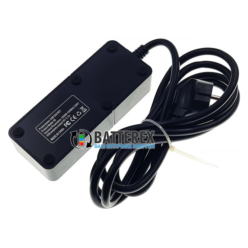 Сетевой фильтр (удлинитель) IQ Power TB-T06 Black на 1 розетку и 4 USB-порта - длина 2м