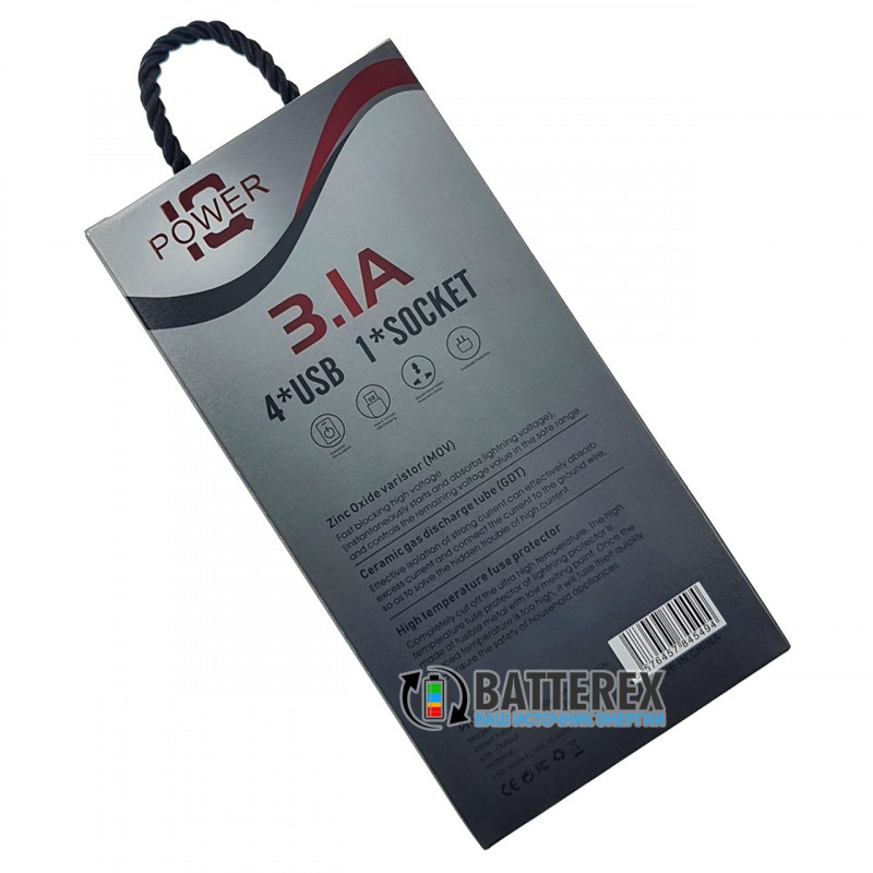 Сетевой фильтр (удлинитель) IQ Power TB-T06 Black на 1 розетку и 4 USB-порта - длина 2м