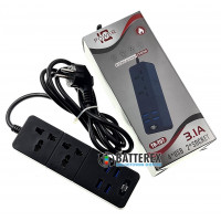 Сетевой фильтр - удлинитель IQ Power TB-T07 на 2 розетки и 4 USB-порта 5V 3.1A - длина кабеля 2м