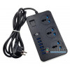 Сетевой фильтр (удлинитель) IQ Power TB-T09 на 3 розетки и 6 USB-портов - длина 2м